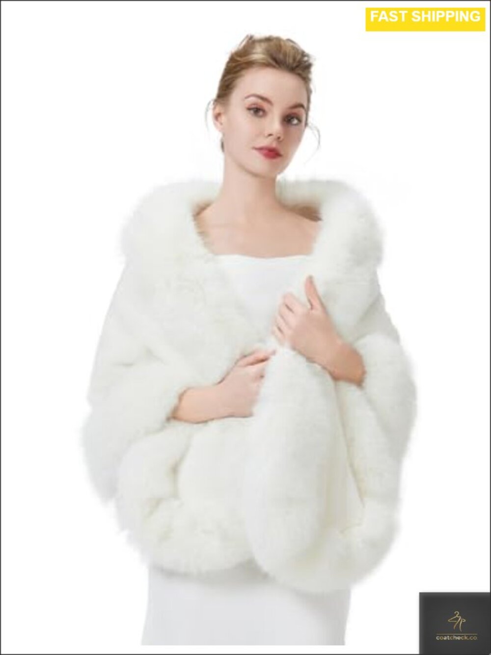 Faux Fur Shawl Wrap Stole for Bridal Wedding Dress
